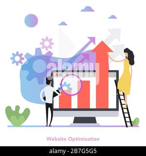 Vector concept of web site optimization in flat Stock Vector