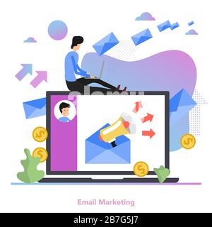 Square concept of Email Marketing in flat Stock Vector