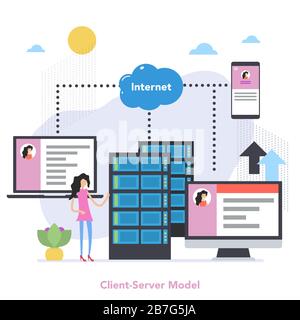 Square Client Server Model Concept with Gradient Stock Vector