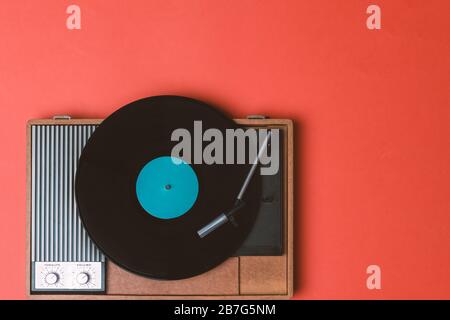 Colourful Turntable And Lp Vinyl Record On A Dj Music Deck At A Disco Concert Or Party For Mixing Music And Recorded Soundtracks Stock Photo Alamy