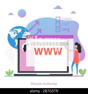 Square concept of domain authority in flat Stock Vector