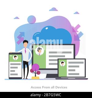 Square concept of personal photo portfolio in flat Stock Vector