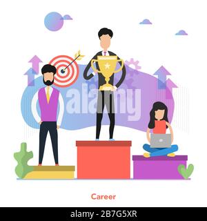 Vector square concept of business career in flat Stock Vector