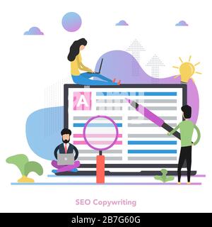Vector square concept of Seo Copywriting in flat Stock Vector