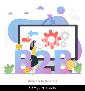 Vector concept of business to business system Stock Vector