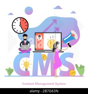 Vector flat gradient concept of content management system Stock Vector