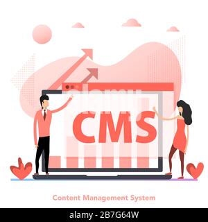 Vector red color flat concept of CMS Stock Vector