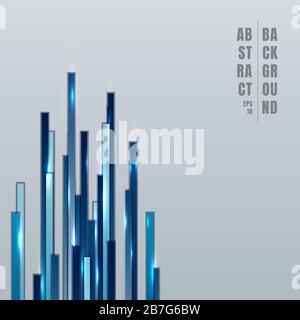 Abstract technology concept blue vertical lines with lighting overlapping layer on gray background space for your text. Vector illustration Stock Vector