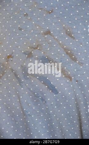 Image for background use a dull blue fabric surface with small white dots image with copy space Stock Photo