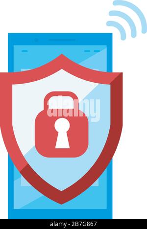 Mobile security flat vector illustration Stock Vector