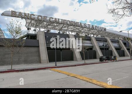 Detailed view of Banc of California Stadium located at 3939 S Figueroa St, Los Angeles, CA 90037 on Sunday, Mar. 15, 2020. (Jevone Moore/Image of Sport) (Photo by IOS/Espa-Images) Stock Photo