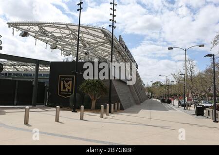 Detailed view of Banc of California Stadium located at 3939 S Figueroa St, Los Angeles, CA 90037 on Sunday, Mar. 15, 2020. (Jevone Moore/Image of Sport) (Photo by IOS/Espa-Images) Stock Photo