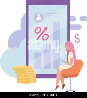 Mobile banking account balance flat vector illustration Stock Vector