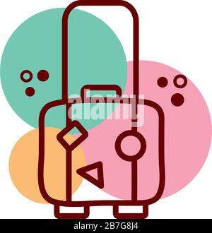 suitcase travel line and color style icon Stock Vector