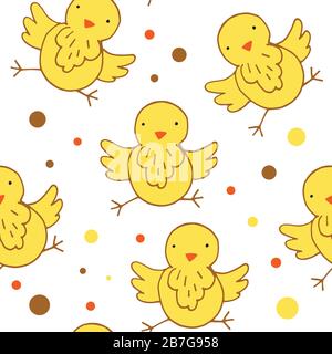 Seamless pattern with yellow chicks, easter holiday Stock Vector