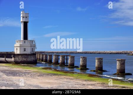Lighthouse of Anglet, a commune in the Pyrénées-Atlantiques department in the Nouvelle-Aquitaine region of southwestern France. Stock Photo