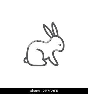 Rabbit line icon on white background Stock Vector