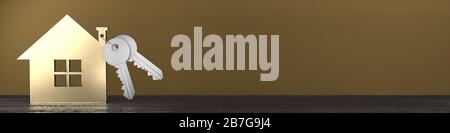 House shape, keys - real estate/ ownership concept - 3D rendering Stock ...