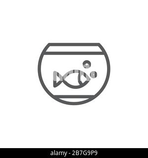 Aquarium line icon on white background Stock Vector