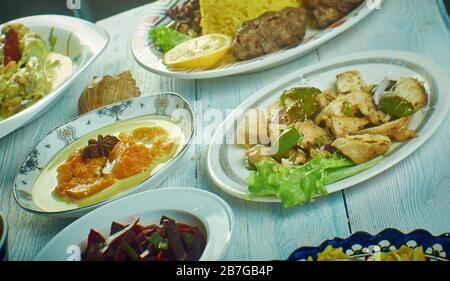 Sri Lankan   cuisine, Traditional assorted  dishes, Top view. Stock Photo