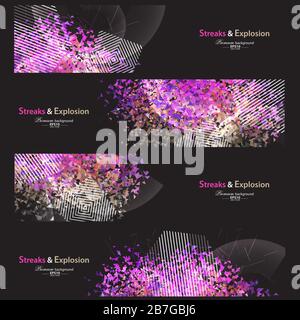 Color mosaic banner set for creative design Stock Vector