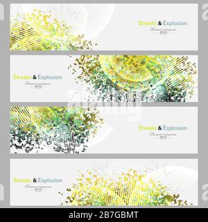 Color mosaic banner set for creative design Stock Vector
