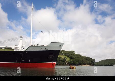 'Windsor Castle', ex-'Fingal', a former Northern Lighthouse Board tender, laid up on the River Fal, Cornwall, England, UK, 2008 Stock Photo