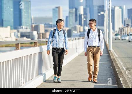 Mature Japanese men downtown Osaka, Japan Stock Photo - Alamy