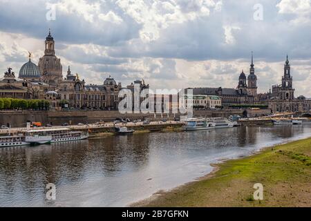 The banks of the Elbe in Dresden Stock Photo