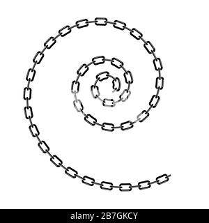 Grey Chain Spiral Isolated on White Background Stock Vector