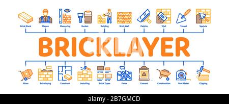 Advertising Bricklayer Sign Bricklayer Industry Minimal Infographic Banner Vector Stock Vector ...