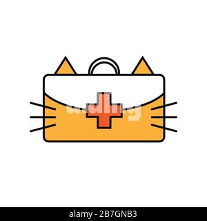 Briefcase with a cat look. Digital art for veterinarian. Colorful vector illustration on white background can be used in greeting cards, posters, flyers, banners, logos, branding etc. EPS10 Stock Vector