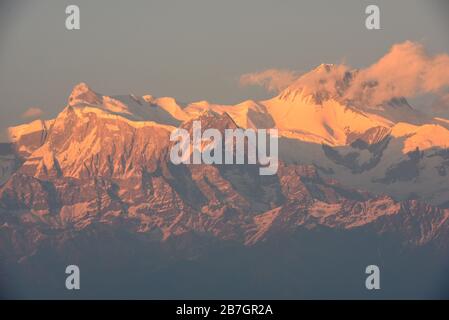 View at Annapurna massif from Saranghot on Nepal Stock Photo