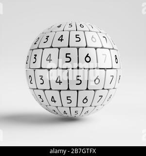 Keyboard sphere with digits numbers. 3d rendering illustration Stock Photo