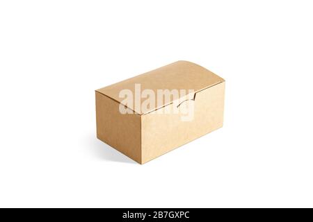 Blank closed craft box mockup, side view Stock Photo