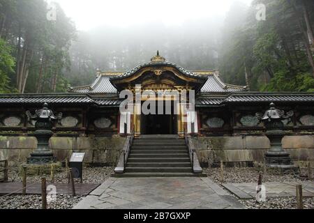 Futarasan shrine in Nikko, Japan, during rainy season Stock Photo