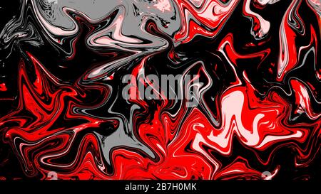 Abstract Red Psychedelic Liquefied Background. Fluid Colorful Texture in Digital Art Stock Photo