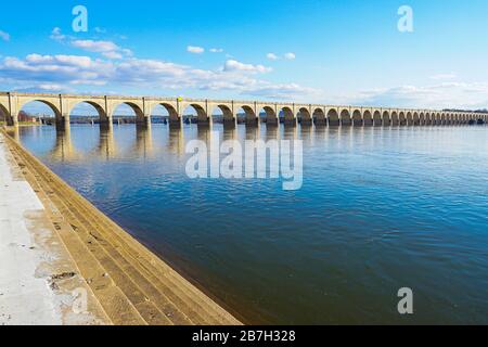 Railroad Concrete Arch Bridge Stock Photo