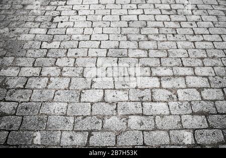 stone blocks in cobblestone format on a street with gray tones Stock Photo
