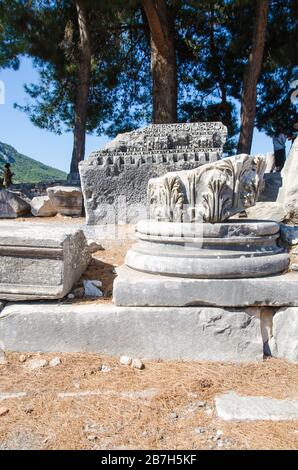 Ancient Efes Efesus city ruins in Turkey Stock Photo