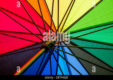 background fabric texture of Colorful umbrella Stock Photo