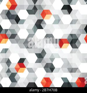 abstract cubes seamless pattern with grunge effect Stock Vector