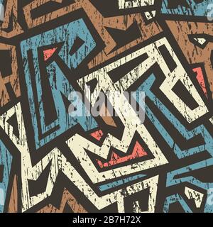 african seamless pattern with grunge effect Stock Vector