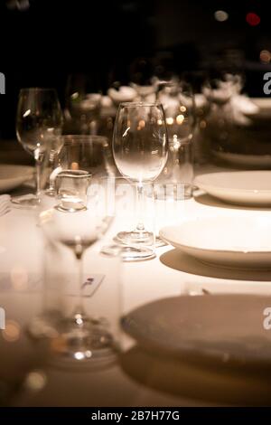 Set up table in a luxury restaurant Stock Photo