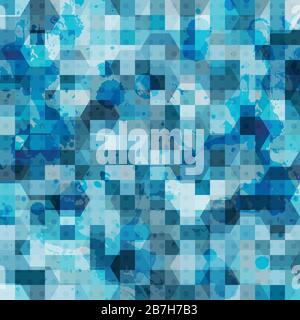 abstract blue square grunge seamless Stock Vector