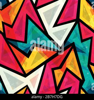 abstract colorful geometric seamless pattern with grunge effect Stock Vector