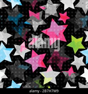 abstract grunge stars seamless Stock Vector