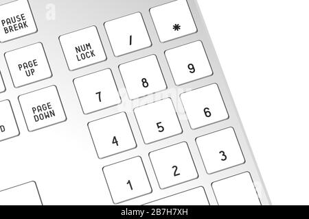 3D computer keyboard - numbers Stock Photo