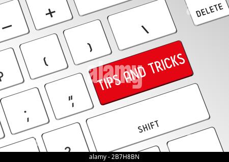 Tips and tricks - 3D computer keyboard Stock Photo