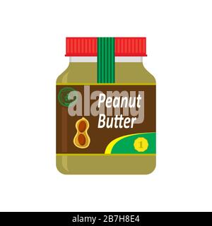 Tasty Peanut Butter Spread. Nut Seeds. Sweet Healthy Dessert with Glass Box. Protein Oily Cream. Stock Vector